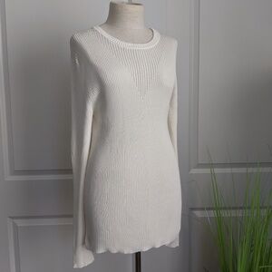 Hugo Boss BOSS Top Rib Knit Fitted Long Sleeve Crew Neck Winter White XL NWT